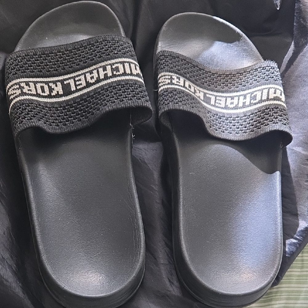 Michael Kors Black Logo Slide Sandals